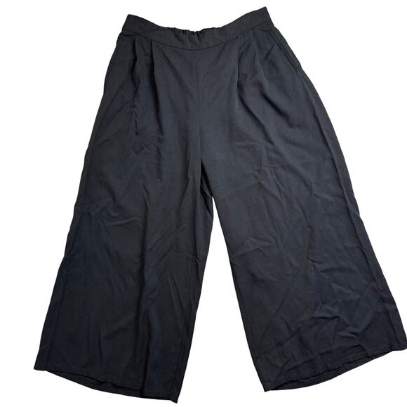 Eileen Fisher Tencel Wide Leg Pull On Pants Gray S16WTG Sandwashed Cropped - Picture 1 of 9